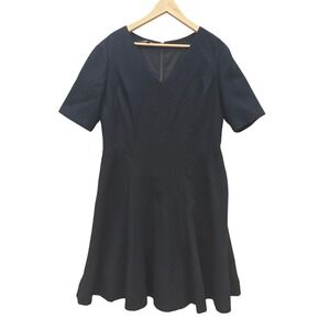 Lafayette 148 New York Black Wool Fit & Flare Dress Women's Size‎ 12